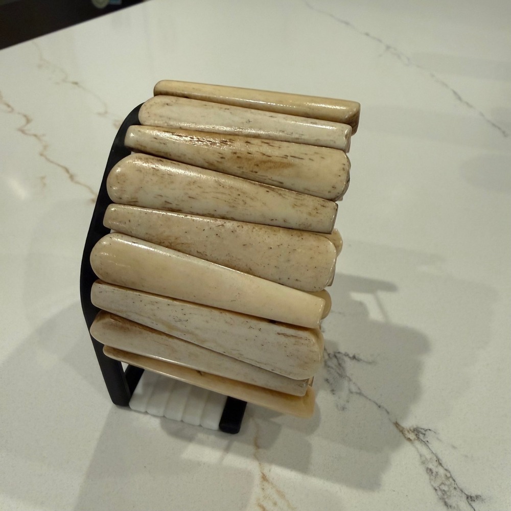 Boho Artisan Bone Stick Stretch Bracelet Chunky Wide Natural Cream Statement